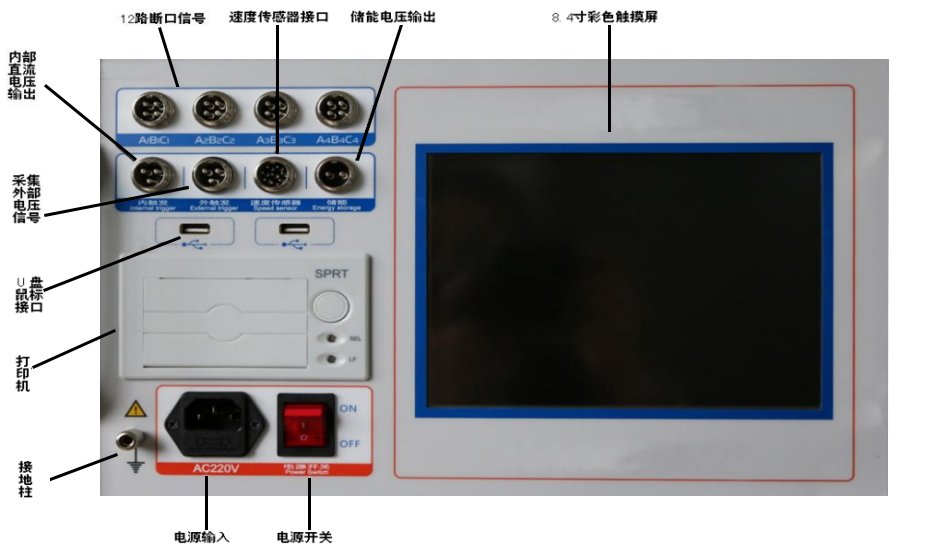 斷路器特性測(cè)試儀廠家面板示意圖及說明